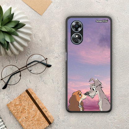 Θήκη Oppo A17 Lady And Tramp από τη Smartfits με σχέδιο στο πίσω μέρος και μαύρο περίβλημα | Oppo A17 Lady And Tramp Case with Colorful Back and Black Bezels