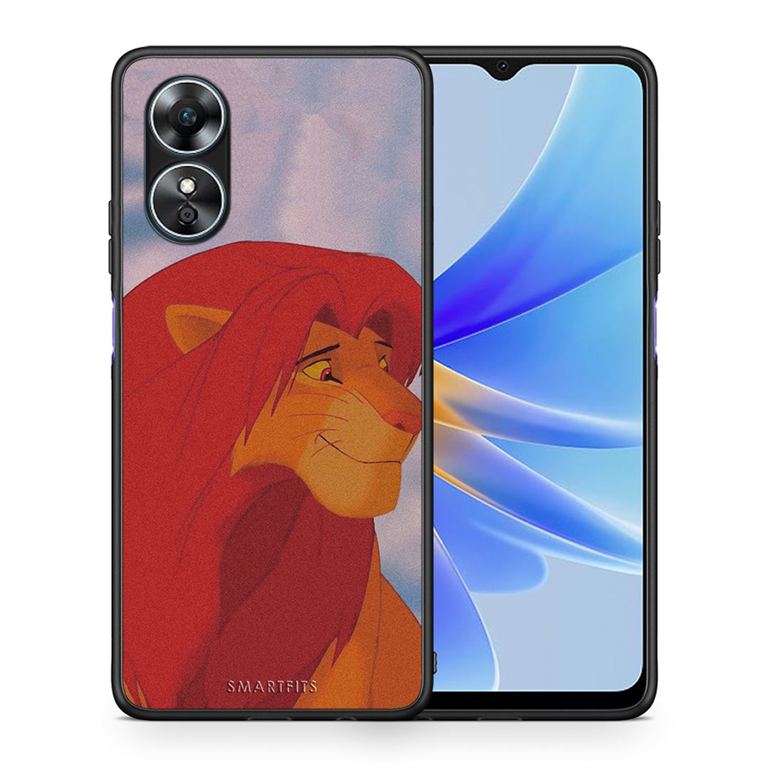 Θήκη Oppo A17 Lion Love 1 από τη Smartfits με σχέδιο στο πίσω μέρος και μαύρο περίβλημα | Oppo A17 Lion Love 1 Case with Colorful Back and Black Bezels