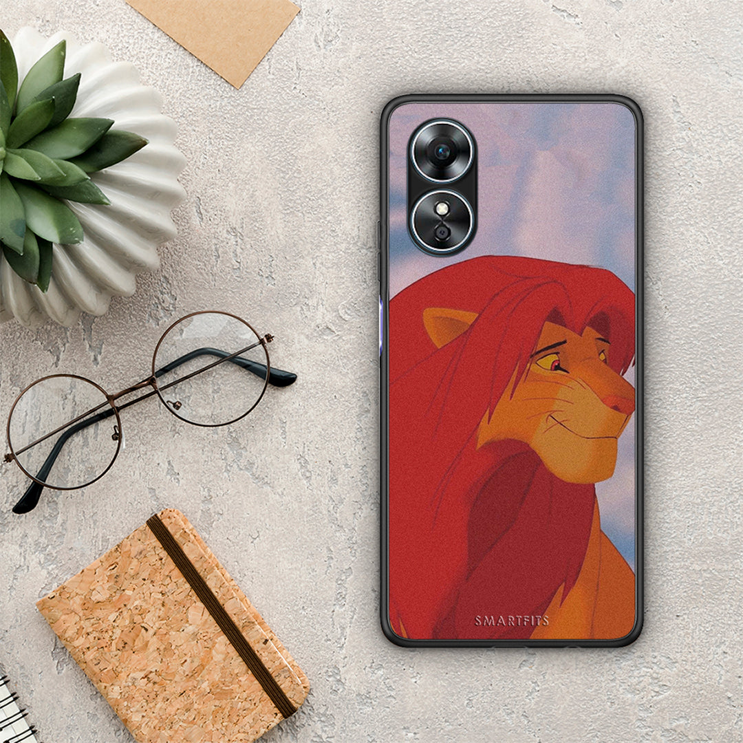 Θήκη Oppo A17 Lion Love 1 από τη Smartfits με σχέδιο στο πίσω μέρος και μαύρο περίβλημα | Oppo A17 Lion Love 1 Case with Colorful Back and Black Bezels