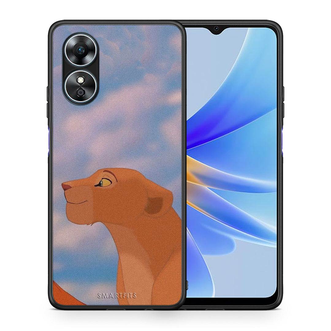 Θήκη Oppo A17 Lion Love 2 από τη Smartfits με σχέδιο στο πίσω μέρος και μαύρο περίβλημα | Oppo A17 Lion Love 2 Case with Colorful Back and Black Bezels