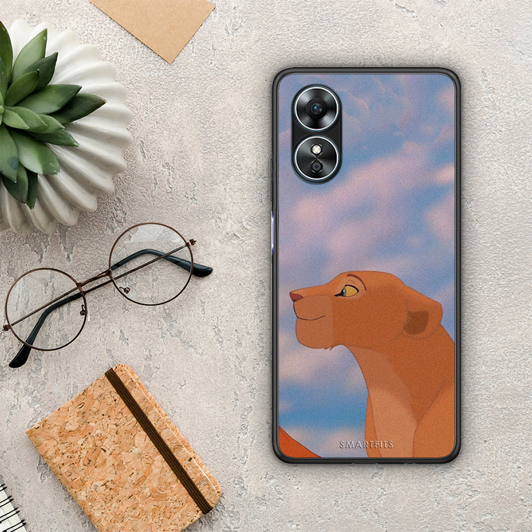 Θήκη Oppo A17 Lion Love 2 από τη Smartfits με σχέδιο στο πίσω μέρος και μαύρο περίβλημα | Oppo A17 Lion Love 2 Case with Colorful Back and Black Bezels