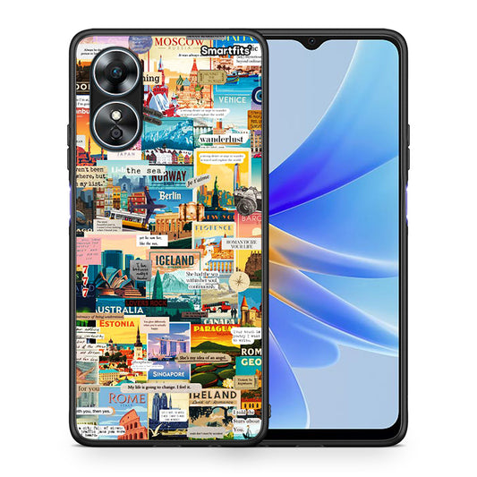 Θήκη Oppo A17 Live To Travel από τη Smartfits με σχέδιο στο πίσω μέρος και μαύρο περίβλημα | Oppo A17 Live To Travel Case with Colorful Back and Black Bezels