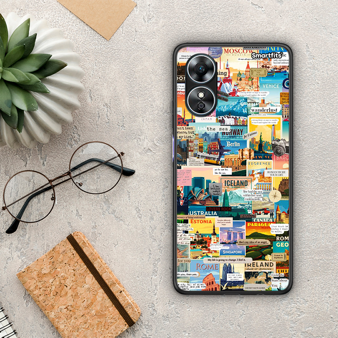 Θήκη Oppo A17 Live To Travel από τη Smartfits με σχέδιο στο πίσω μέρος και μαύρο περίβλημα | Oppo A17 Live To Travel Case with Colorful Back and Black Bezels