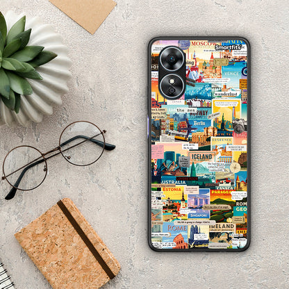 Θήκη Oppo A17 Live To Travel από τη Smartfits με σχέδιο στο πίσω μέρος και μαύρο περίβλημα | Oppo A17 Live To Travel Case with Colorful Back and Black Bezels