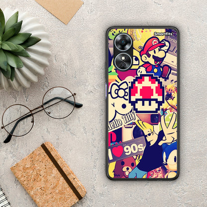 Θήκη Oppo A17 Love The 90s από τη Smartfits με σχέδιο στο πίσω μέρος και μαύρο περίβλημα | Oppo A17 Love The 90s Case with Colorful Back and Black Bezels