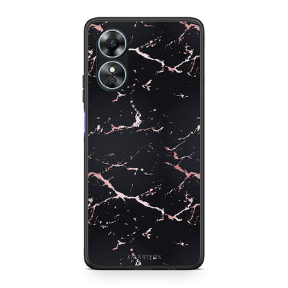 Θήκη Oppo A17 Marble Black Rosegold από τη Smartfits με σχέδιο στο πίσω μέρος και μαύρο περίβλημα | Oppo A17 Marble Black Rosegold Case with Colorful Back and Black Bezels
