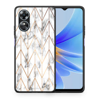 Thumbnail for Θήκη Oppo A17 Marble Gold Geometric από τη Smartfits με σχέδιο στο πίσω μέρος και μαύρο περίβλημα | Oppo A17 Marble Gold Geometric Case with Colorful Back and Black Bezels