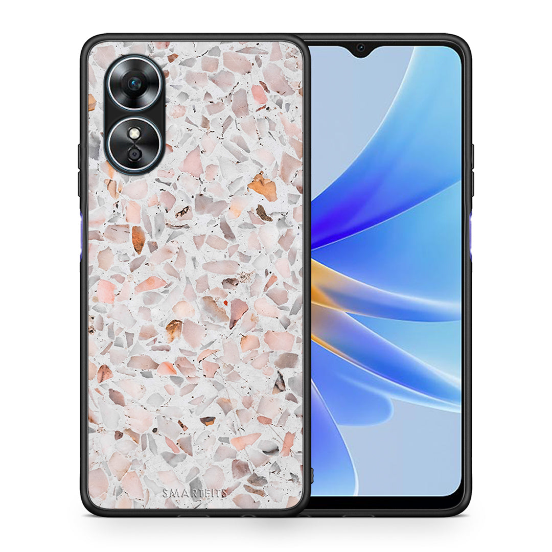 Θήκη Oppo A17 Marble Terrazzo από τη Smartfits με σχέδιο στο πίσω μέρος και μαύρο περίβλημα | Oppo A17 Marble Terrazzo Case with Colorful Back and Black Bezels