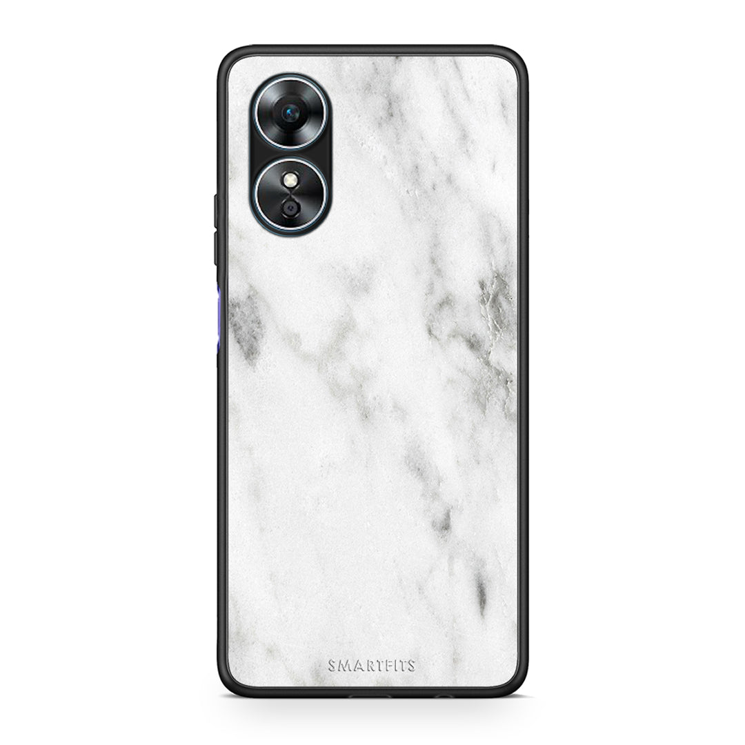 Θήκη Oppo A17 Marble White από τη Smartfits με σχέδιο στο πίσω μέρος και μαύρο περίβλημα | Oppo A17 Marble White Case with Colorful Back and Black Bezels