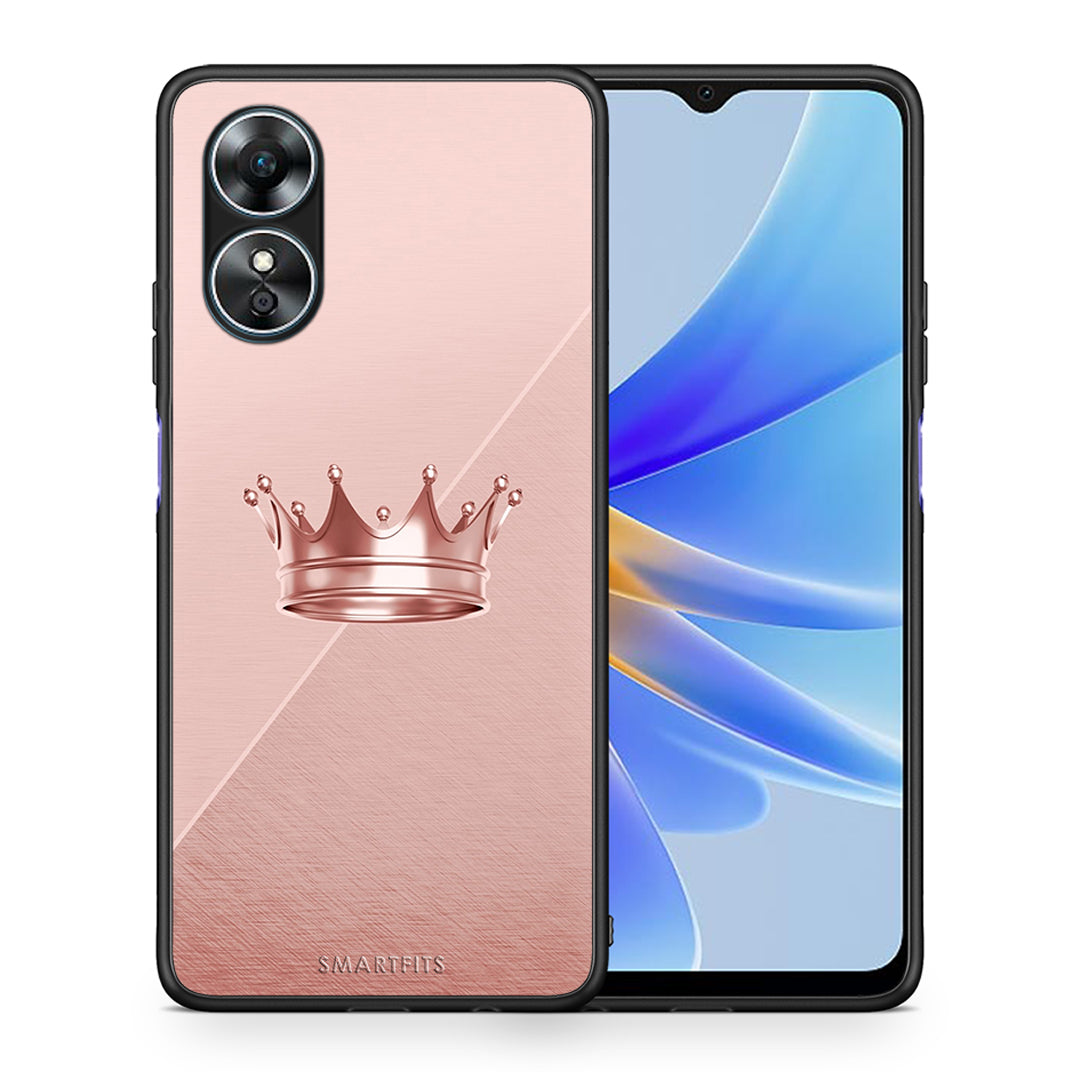 Θήκη Oppo A17 Minimal Crown από τη Smartfits με σχέδιο στο πίσω μέρος και μαύρο περίβλημα | Oppo A17 Minimal Crown Case with Colorful Back and Black Bezels