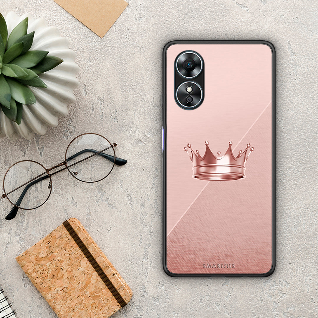 Θήκη Oppo A17 Minimal Crown από τη Smartfits με σχέδιο στο πίσω μέρος και μαύρο περίβλημα | Oppo A17 Minimal Crown Case with Colorful Back and Black Bezels