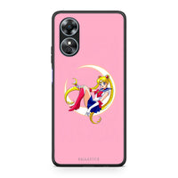 Thumbnail for Θήκη Oppo A17 Moon Girl από τη Smartfits με σχέδιο στο πίσω μέρος και μαύρο περίβλημα | Oppo A17 Moon Girl Case with Colorful Back and Black Bezels