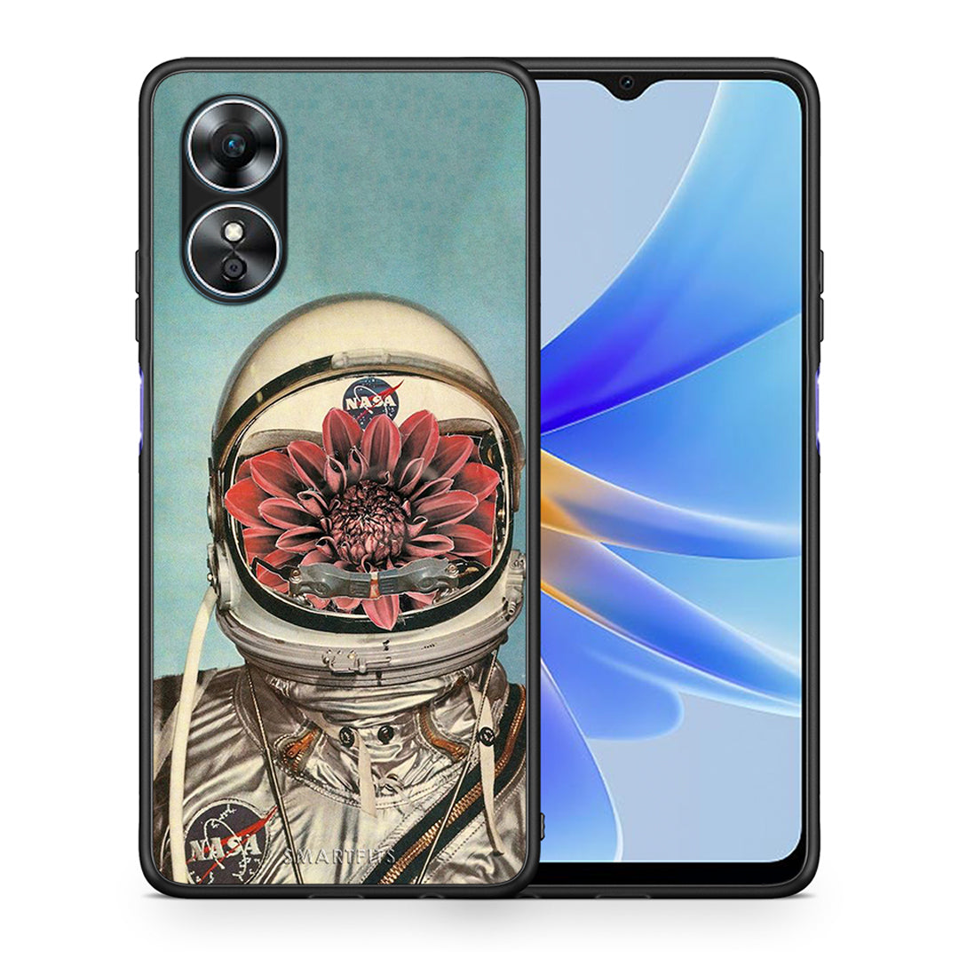 Θήκη Oppo A17 Nasa Bloom από τη Smartfits με σχέδιο στο πίσω μέρος και μαύρο περίβλημα | Oppo A17 Nasa Bloom Case with Colorful Back and Black Bezels