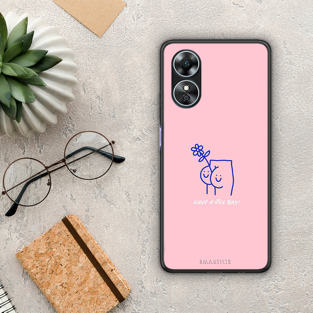 Θήκη Oppo A17 Nice Day από τη Smartfits με σχέδιο στο πίσω μέρος και μαύρο περίβλημα | Oppo A17 Nice Day Case with Colorful Back and Black Bezels