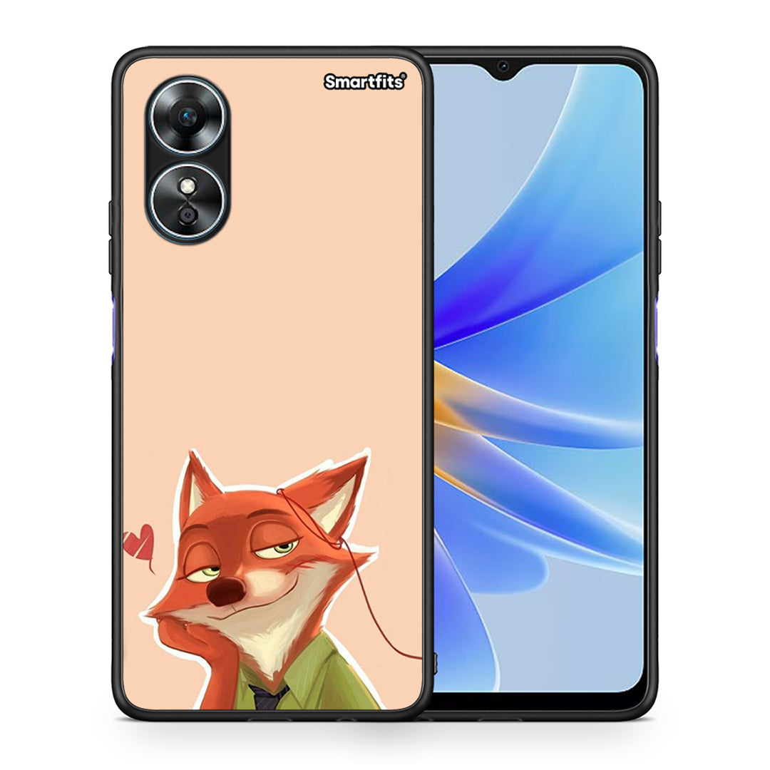 Θήκη Oppo A17 Nick Wilde And Judy Hopps Love 1 από τη Smartfits με σχέδιο στο πίσω μέρος και μαύρο περίβλημα | Oppo A17 Nick Wilde And Judy Hopps Love 1 Case with Colorful Back and Black Bezels