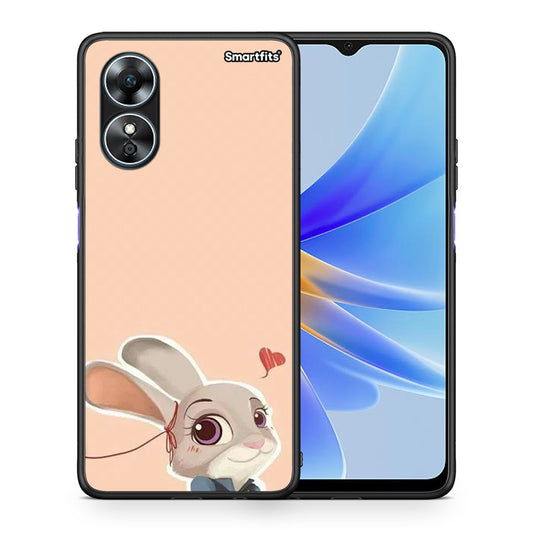 Θήκη Oppo A17 Nick Wilde And Judy Hopps Love 2 από τη Smartfits με σχέδιο στο πίσω μέρος και μαύρο περίβλημα | Oppo A17 Nick Wilde And Judy Hopps Love 2 Case with Colorful Back and Black Bezels