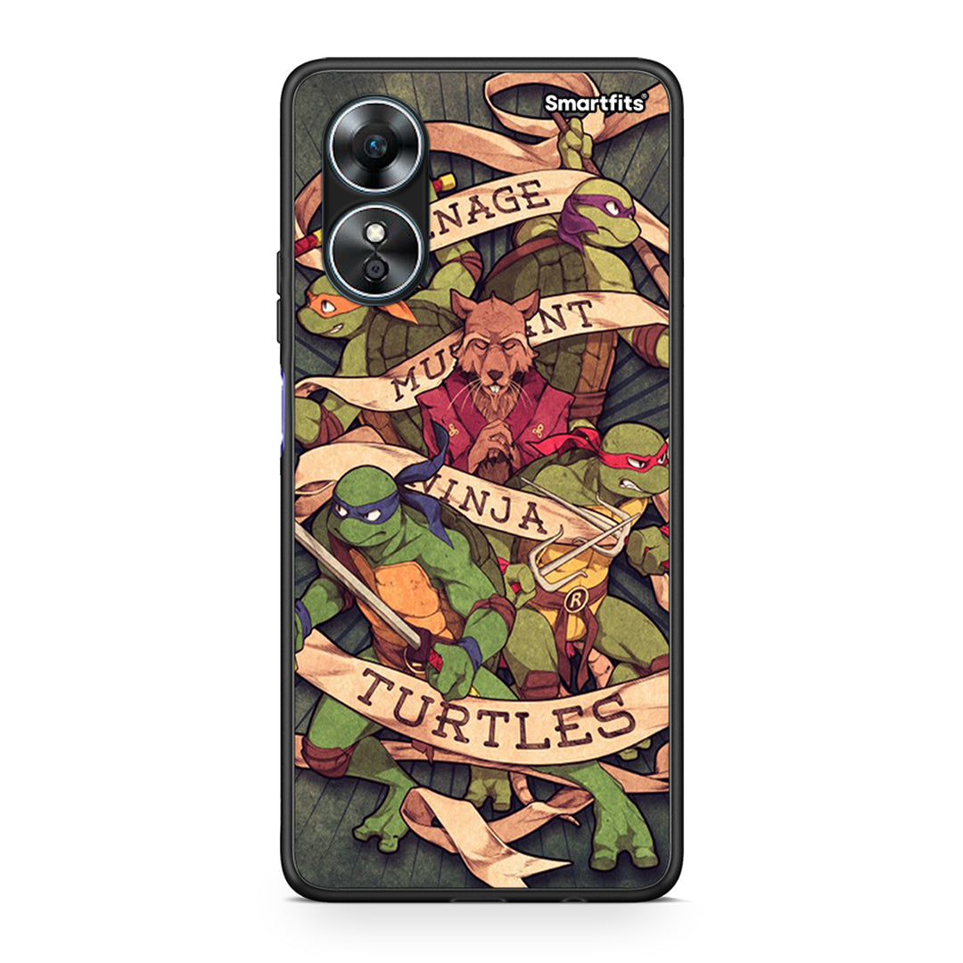 Θήκη Oppo A17 Ninja Turtles από τη Smartfits με σχέδιο στο πίσω μέρος και μαύρο περίβλημα | Oppo A17 Ninja Turtles Case with Colorful Back and Black Bezels