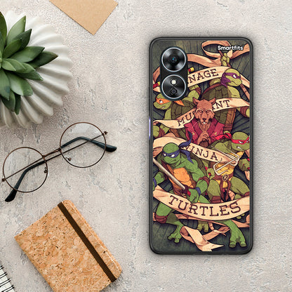 Θήκη Oppo A17 Ninja Turtles από τη Smartfits με σχέδιο στο πίσω μέρος και μαύρο περίβλημα | Oppo A17 Ninja Turtles Case with Colorful Back and Black Bezels