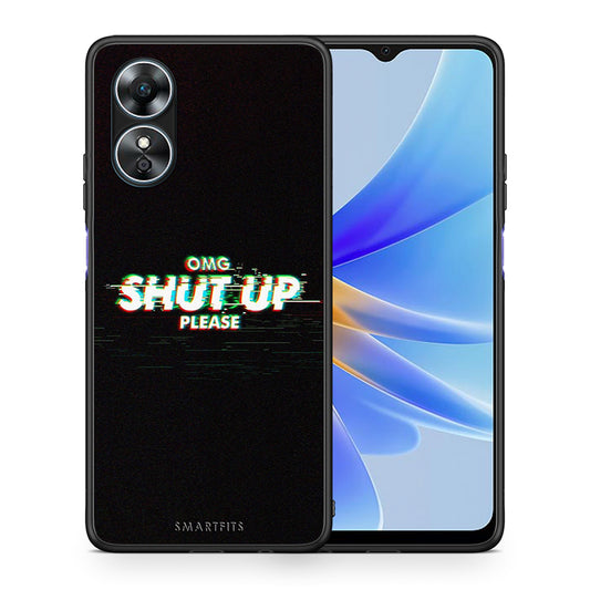 Θήκη Oppo A17 OMG ShutUp από τη Smartfits με σχέδιο στο πίσω μέρος και μαύρο περίβλημα | Oppo A17 OMG ShutUp Case with Colorful Back and Black Bezels