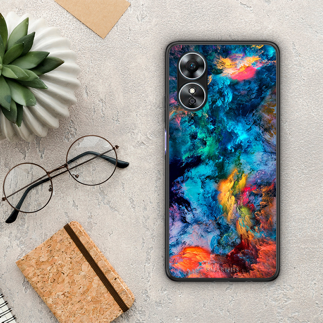 Θήκη Oppo A17 Paint Crayola από τη Smartfits με σχέδιο στο πίσω μέρος και μαύρο περίβλημα | Oppo A17 Paint Crayola Case with Colorful Back and Black Bezels