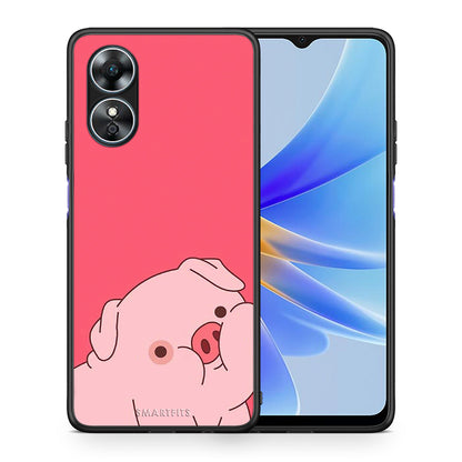 Θήκη Oppo A17 Pig Love 1 από τη Smartfits με σχέδιο στο πίσω μέρος και μαύρο περίβλημα | Oppo A17 Pig Love 1 Case with Colorful Back and Black Bezels