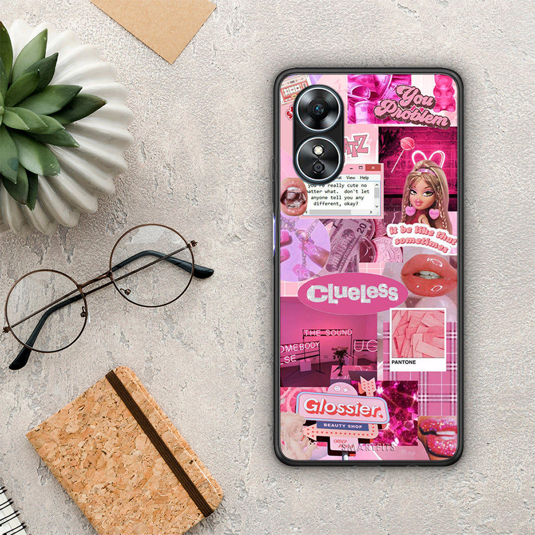 Θήκη Oppo A17 Pink Love από τη Smartfits με σχέδιο στο πίσω μέρος και μαύρο περίβλημα | Oppo A17 Pink Love Case with Colorful Back and Black Bezels