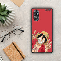 Thumbnail for Θήκη Oppo A17 Pirate Luffy από τη Smartfits με σχέδιο στο πίσω μέρος και μαύρο περίβλημα | Oppo A17 Pirate Luffy Case with Colorful Back and Black Bezels