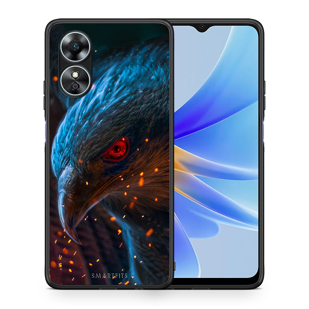 Θήκη Oppo A17 PopArt Eagle από τη Smartfits με σχέδιο στο πίσω μέρος και μαύρο περίβλημα | Oppo A17 PopArt Eagle Case with Colorful Back and Black Bezels