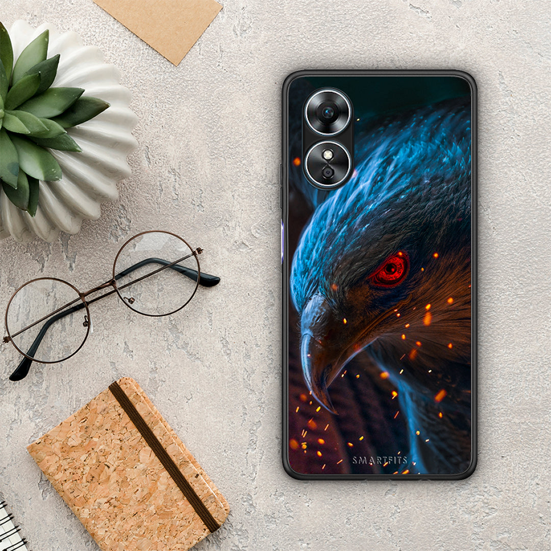 Θήκη Oppo A17 PopArt Eagle από τη Smartfits με σχέδιο στο πίσω μέρος και μαύρο περίβλημα | Oppo A17 PopArt Eagle Case with Colorful Back and Black Bezels