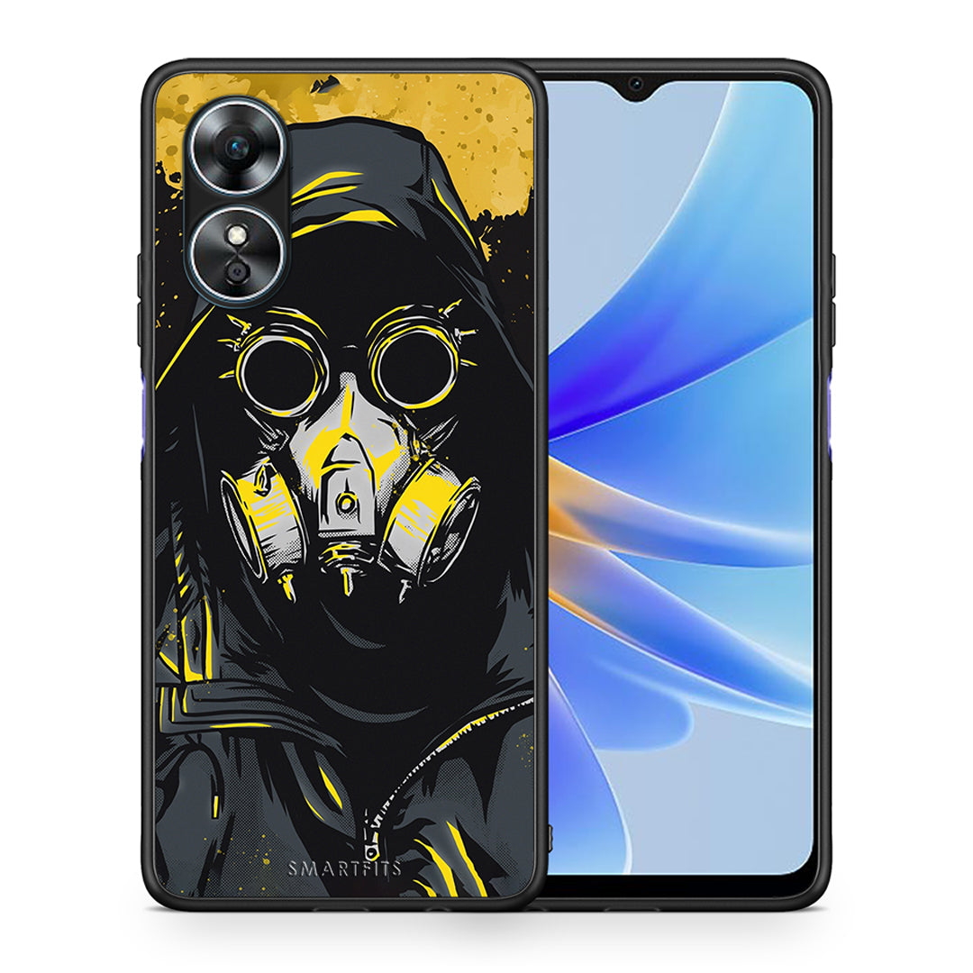 Θήκη Oppo A17 PopArt Mask από τη Smartfits με σχέδιο στο πίσω μέρος και μαύρο περίβλημα | Oppo A17 PopArt Mask Case with Colorful Back and Black Bezels