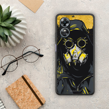 Θήκη Oppo A17 PopArt Mask από τη Smartfits με σχέδιο στο πίσω μέρος και μαύρο περίβλημα | Oppo A17 PopArt Mask Case with Colorful Back and Black Bezels