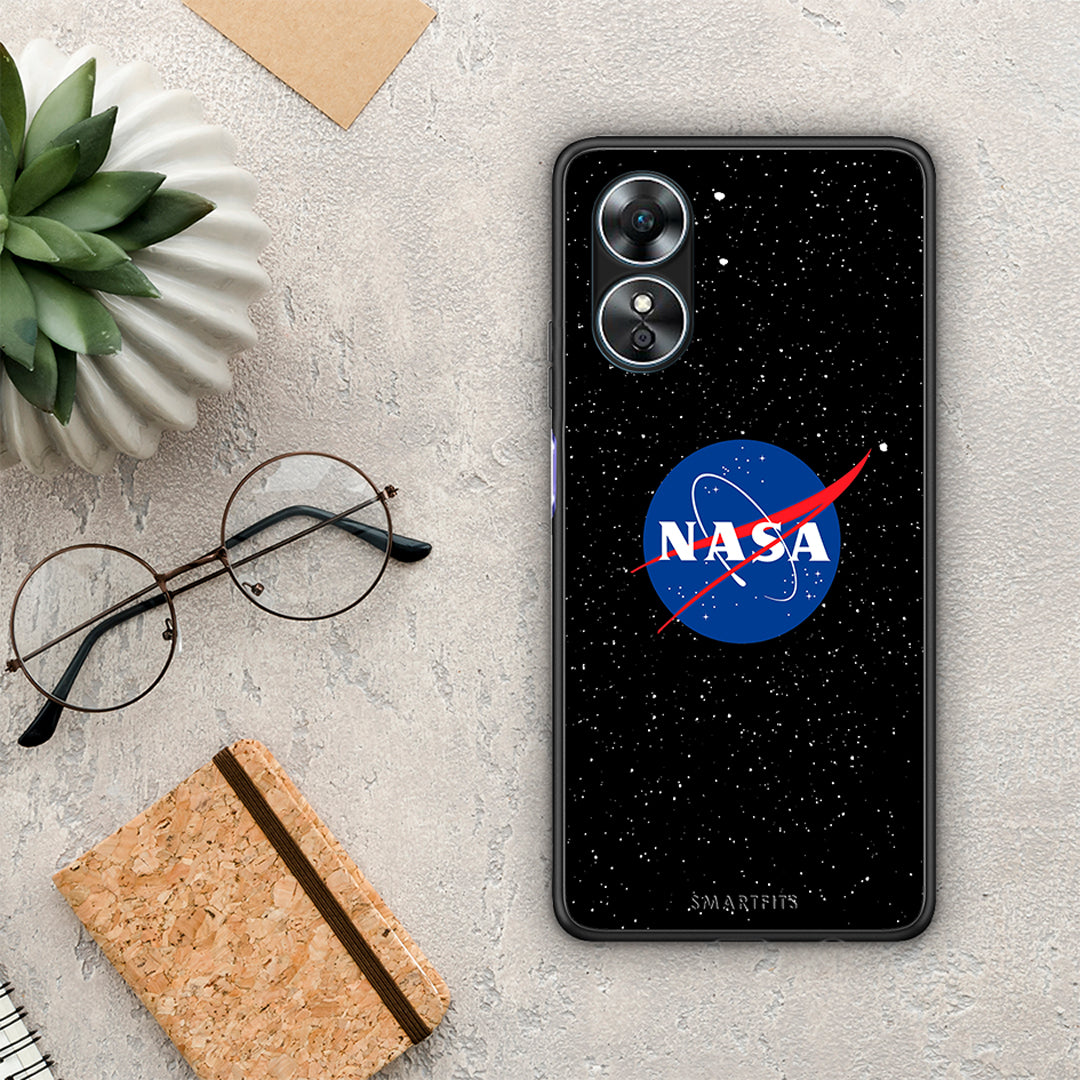 Θήκη Oppo A17 PopArt NASA από τη Smartfits με σχέδιο στο πίσω μέρος και μαύρο περίβλημα | Oppo A17 PopArt NASA Case with Colorful Back and Black Bezels