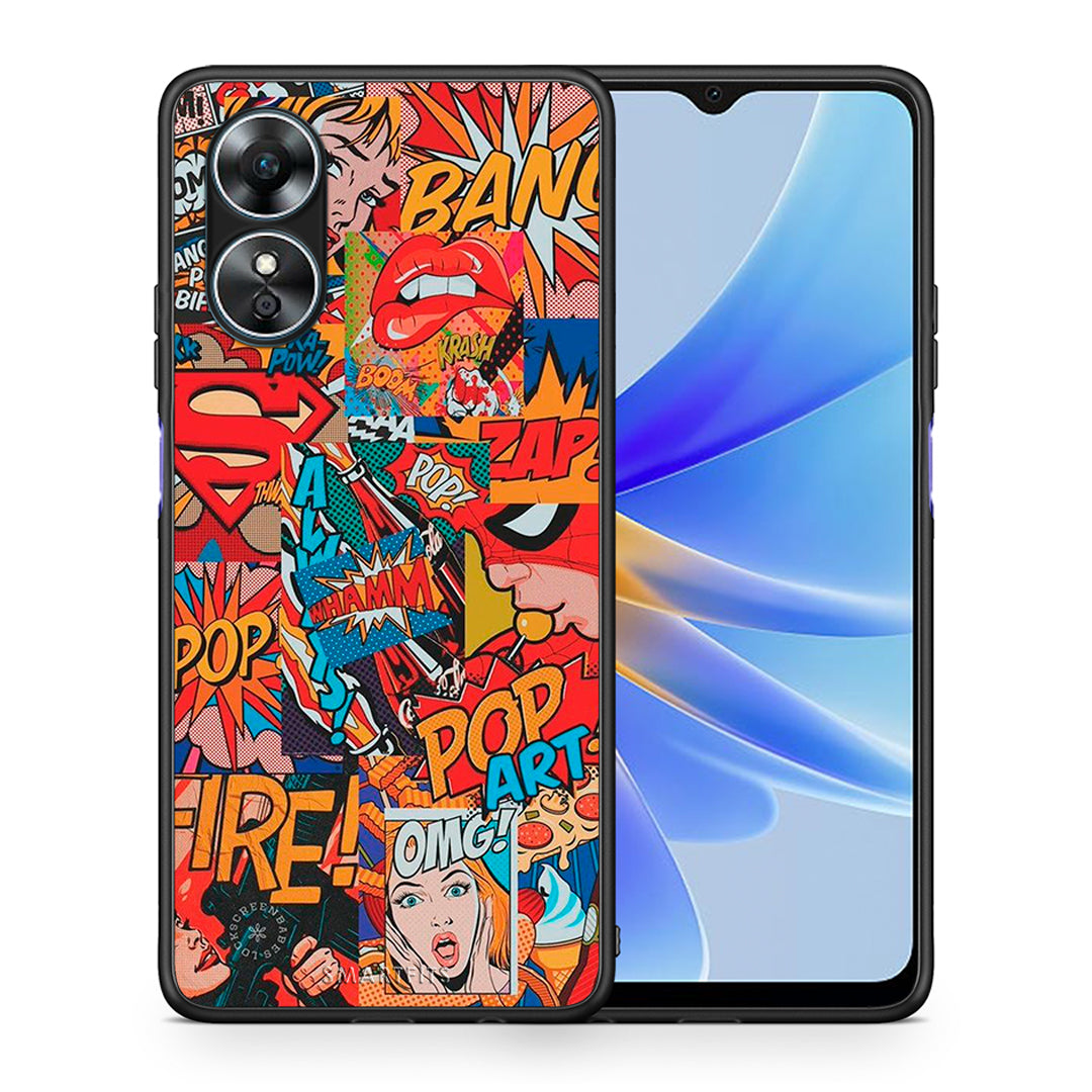 Θήκη Oppo A17 PopArt OMG από τη Smartfits με σχέδιο στο πίσω μέρος και μαύρο περίβλημα | Oppo A17 PopArt OMG Case with Colorful Back and Black Bezels