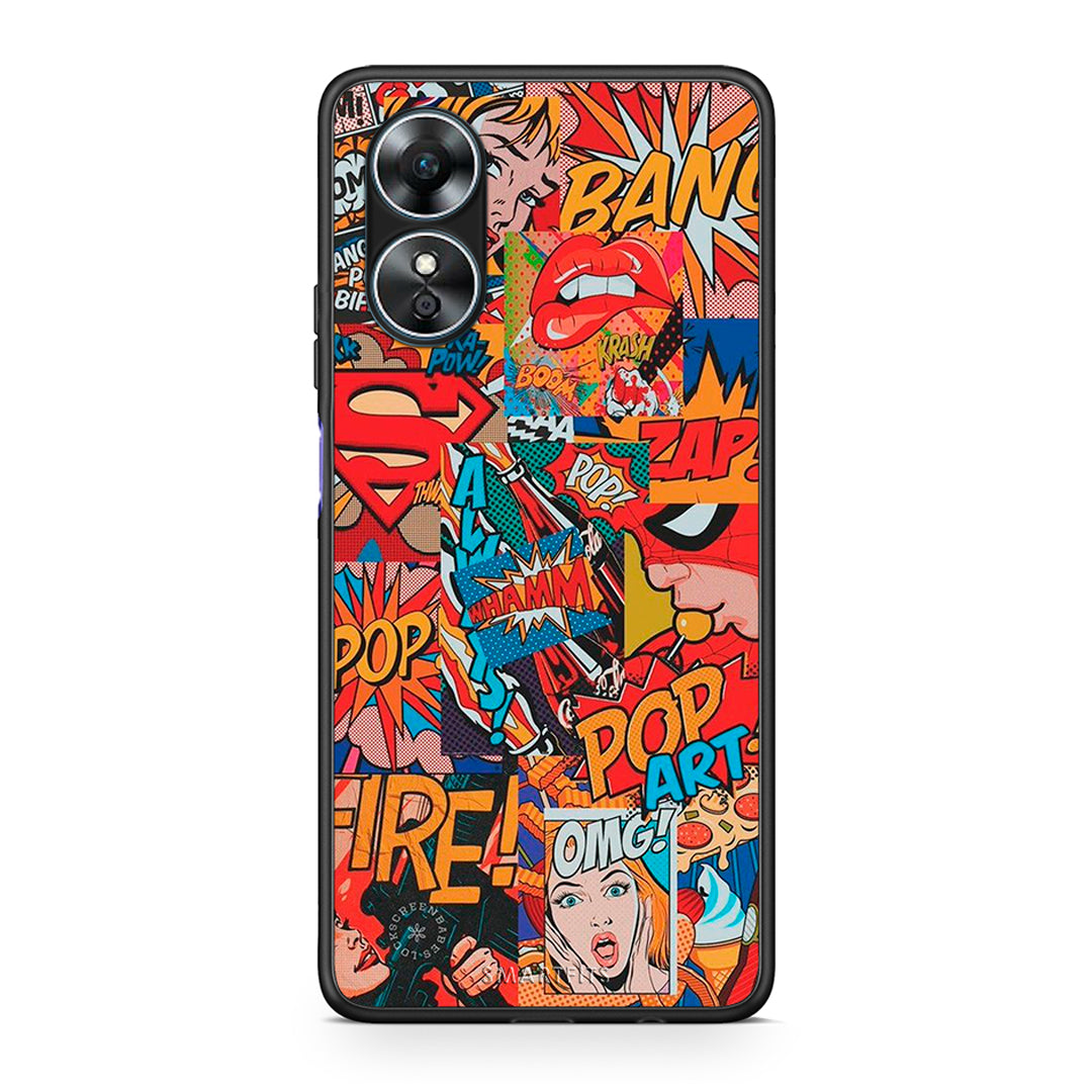 Θήκη Oppo A17 PopArt OMG από τη Smartfits με σχέδιο στο πίσω μέρος και μαύρο περίβλημα | Oppo A17 PopArt OMG Case with Colorful Back and Black Bezels