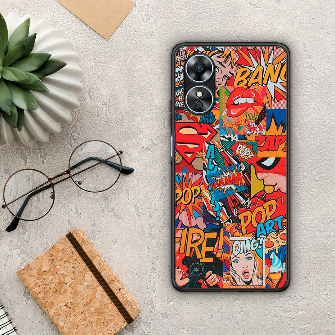 Θήκη Oppo A17 PopArt OMG από τη Smartfits με σχέδιο στο πίσω μέρος και μαύρο περίβλημα | Oppo A17 PopArt OMG Case with Colorful Back and Black Bezels