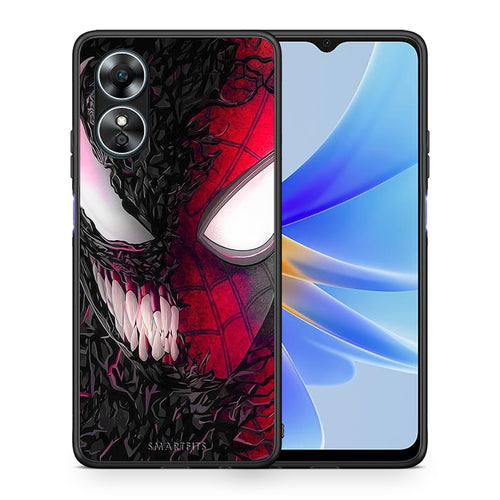 Θήκη Oppo A17 PopArt SpiderVenom από τη Smartfits με σχέδιο στο πίσω μέρος και μαύρο περίβλημα | Oppo A17 PopArt SpiderVenom Case with Colorful Back and Black Bezels