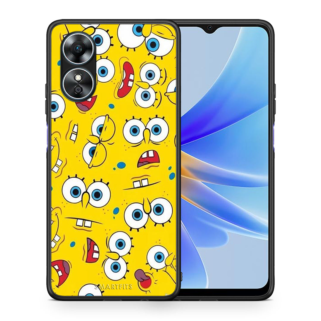 Θήκη Oppo A17 PopArt Sponge από τη Smartfits με σχέδιο στο πίσω μέρος και μαύρο περίβλημα | Oppo A17 PopArt Sponge Case with Colorful Back and Black Bezels