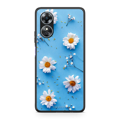 Θήκη Oppo A17 Real Daisies από τη Smartfits με σχέδιο στο πίσω μέρος και μαύρο περίβλημα | Oppo A17 Real Daisies Case with Colorful Back and Black Bezels