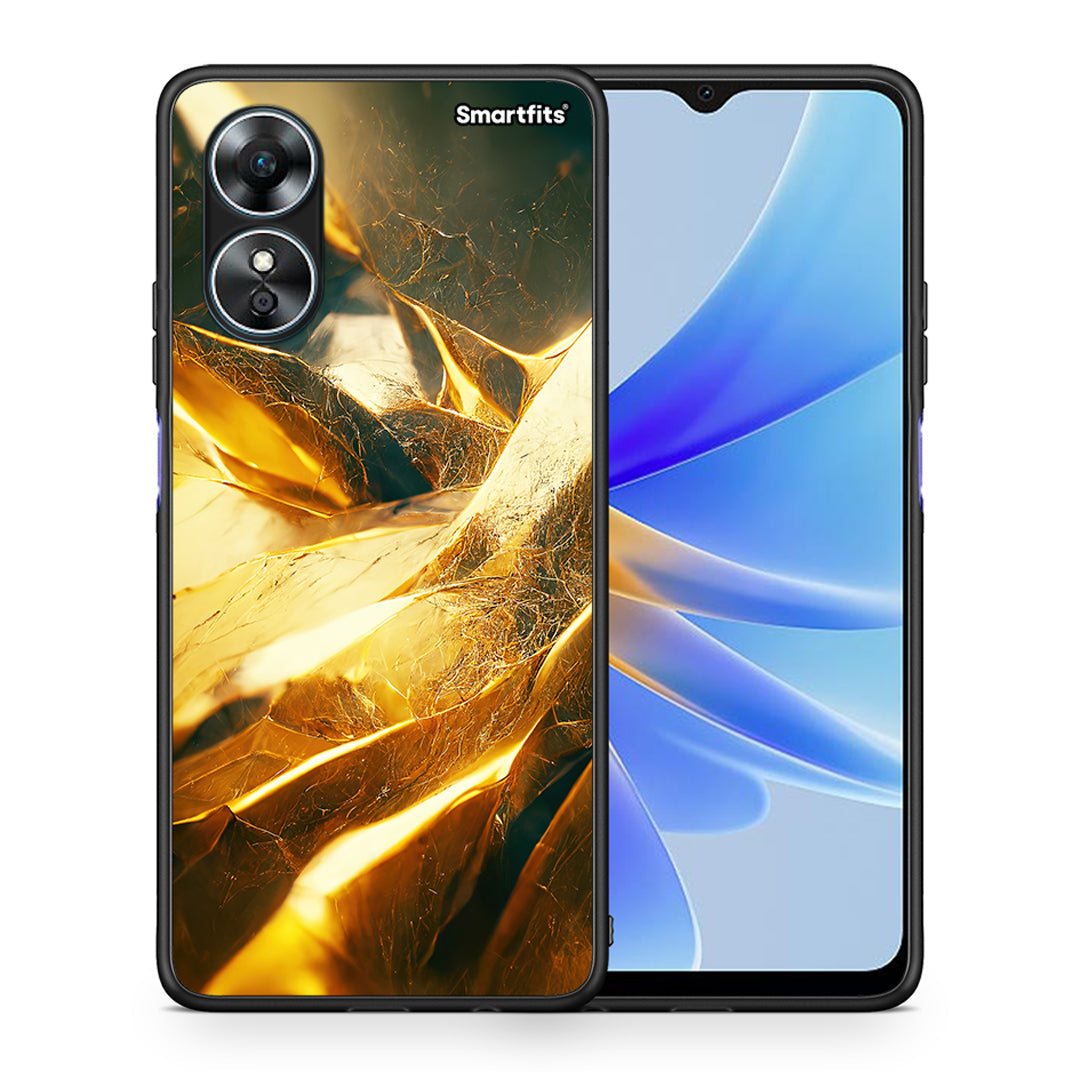 Θήκη Oppo A17 Real Gold από τη Smartfits με σχέδιο στο πίσω μέρος και μαύρο περίβλημα | Oppo A17 Real Gold Case with Colorful Back and Black Bezels