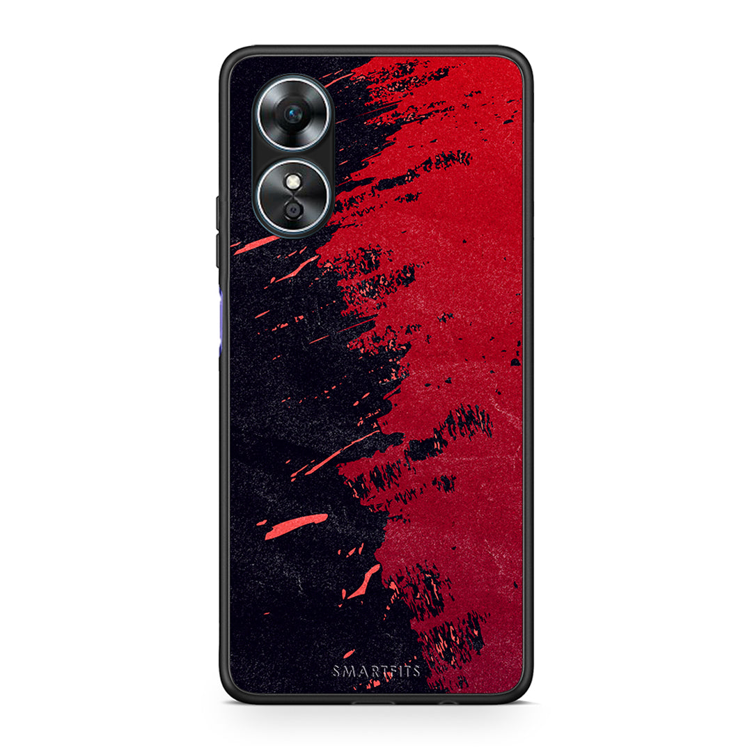 Θήκη Oppo A17 Red Paint από τη Smartfits με σχέδιο στο πίσω μέρος και μαύρο περίβλημα | Oppo A17 Red Paint Case with Colorful Back and Black Bezels