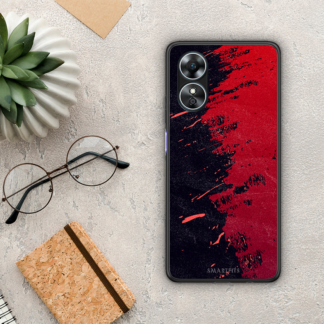 Θήκη Oppo A17 Red Paint από τη Smartfits με σχέδιο στο πίσω μέρος και μαύρο περίβλημα | Oppo A17 Red Paint Case with Colorful Back and Black Bezels