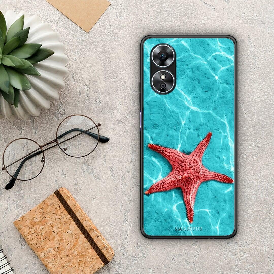 Θήκη Oppo A17 Red Starfish από τη Smartfits με σχέδιο στο πίσω μέρος και μαύρο περίβλημα | Oppo A17 Red Starfish Case with Colorful Back and Black Bezels