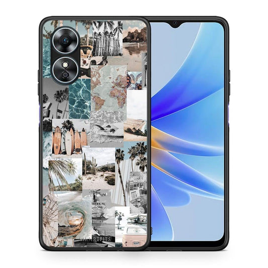 Θήκη Oppo A17 Retro Beach Life από τη Smartfits με σχέδιο στο πίσω μέρος και μαύρο περίβλημα | Oppo A17 Retro Beach Life Case with Colorful Back and Black Bezels