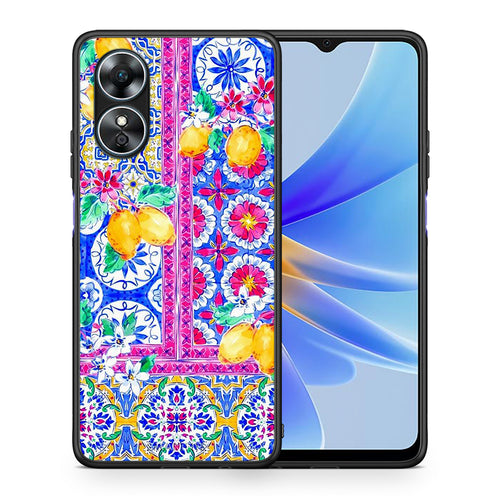 Θήκη Oppo A17 Retro Spring από τη Smartfits με σχέδιο στο πίσω μέρος και μαύρο περίβλημα | Oppo A17 Retro Spring Case with Colorful Back and Black Bezels
