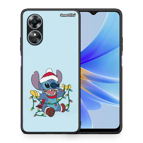 Θήκη Oppo A17 Santa Stich από τη Smartfits με σχέδιο στο πίσω μέρος και μαύρο περίβλημα | Oppo A17 Santa Stich Case with Colorful Back and Black Bezels