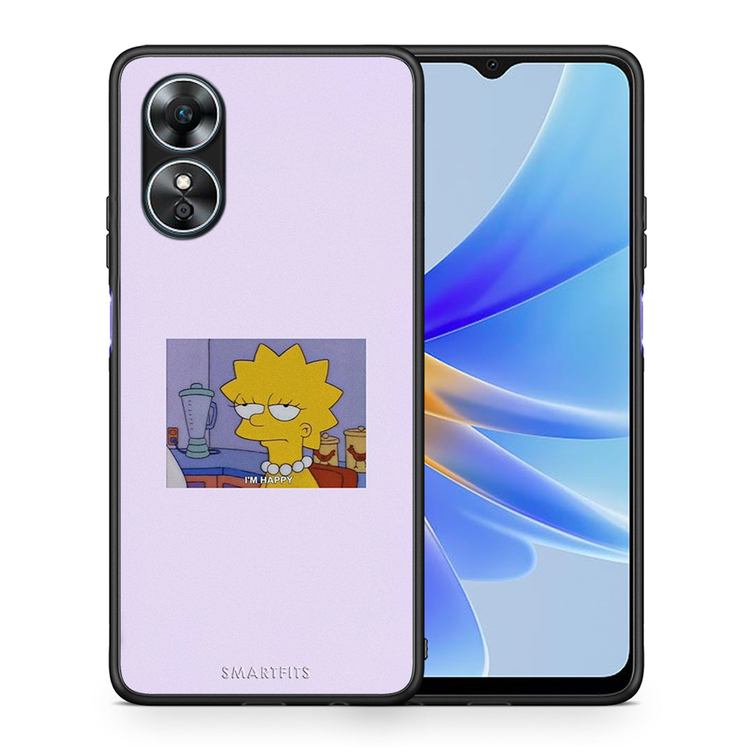 Θήκη Oppo A17 So Happy από τη Smartfits με σχέδιο στο πίσω μέρος και μαύρο περίβλημα | Oppo A17 So Happy Case with Colorful Back and Black Bezels