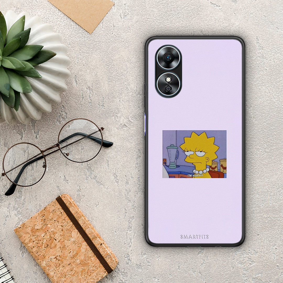 Θήκη Oppo A17 So Happy από τη Smartfits με σχέδιο στο πίσω μέρος και μαύρο περίβλημα | Oppo A17 So Happy Case with Colorful Back and Black Bezels