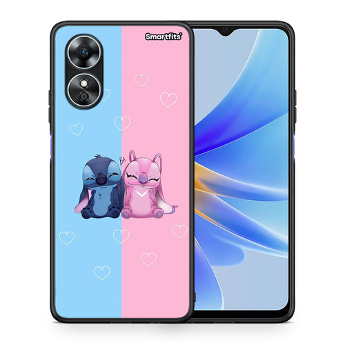 Θήκη Oppo A17 Stitch And Angel από τη Smartfits με σχέδιο στο πίσω μέρος και μαύρο περίβλημα | Oppo A17 Stitch And Angel Case with Colorful Back and Black Bezels