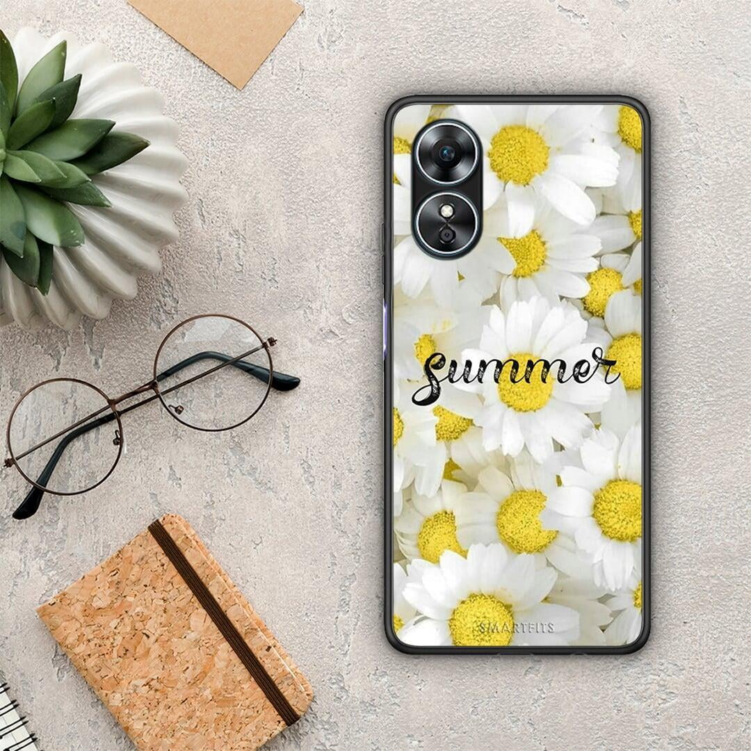 Θήκη Oppo A17 Summer Daisies από τη Smartfits με σχέδιο στο πίσω μέρος και μαύρο περίβλημα | Oppo A17 Summer Daisies Case with Colorful Back and Black Bezels