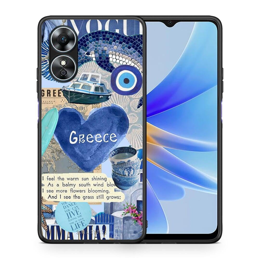 Θήκη Oppo A17 Summer In Greece από τη Smartfits με σχέδιο στο πίσω μέρος και μαύρο περίβλημα | Oppo A17 Summer In Greece Case with Colorful Back and Black Bezels